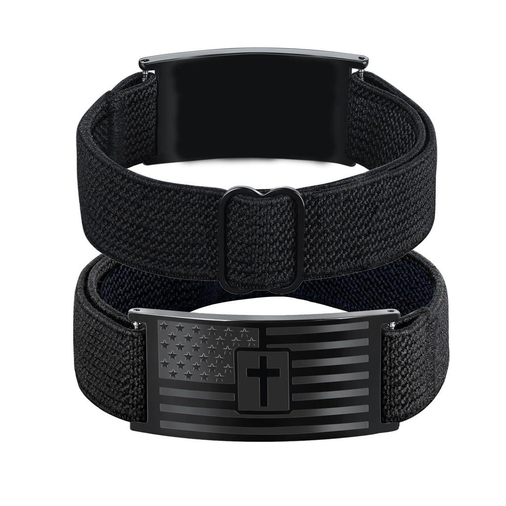 Adjustable America 250 Bracelet with Braided Band and Cross Detail