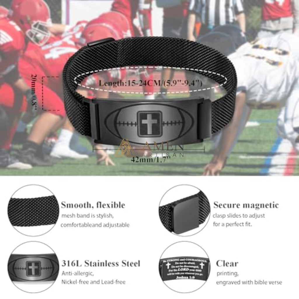 Titanium Steel Positive Energy Football Bracelet Amen Artisan