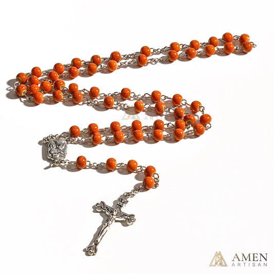 【Deal Today】Orange Glazed Ceramic Rosary