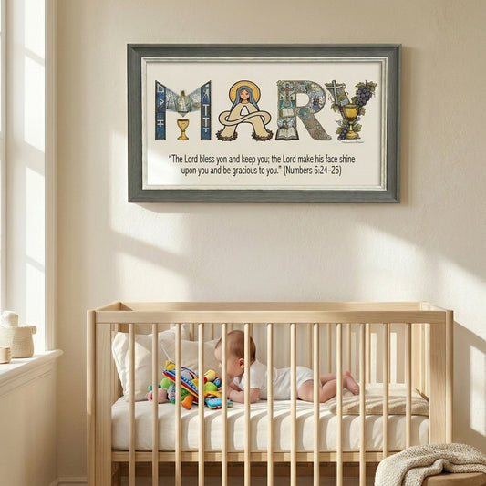 Personalized Faith Name Art Frame – Baptism & First Communion | Amen Artisan