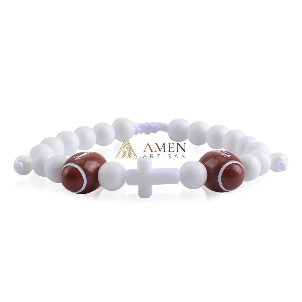 Cross Football Braided Bracelet Amen Artisan