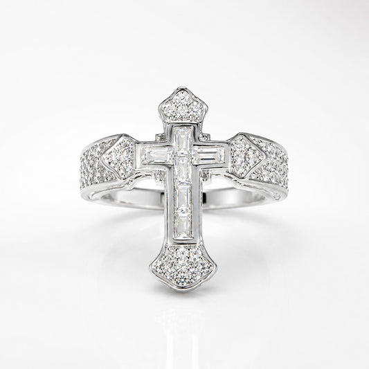 【DEAL TODAY】Sparkling Cross Statement Ring with Rhinestone Accents