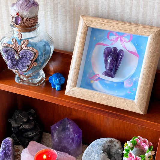 Hand-Carved Crystal Angel Frame – Peace, Guidance & Protection | Amen Artisan