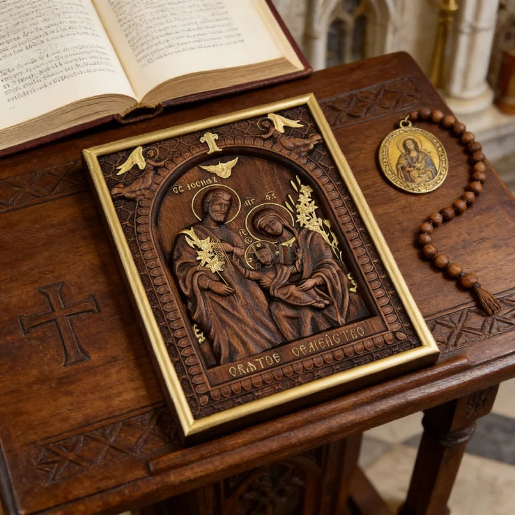 Holy Family Wood Carving