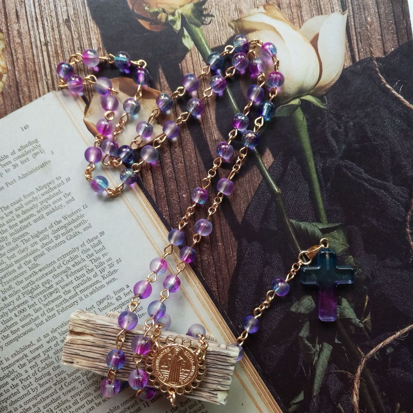Amen Artisan Colorful Round Bead Cross Prayer Necklace