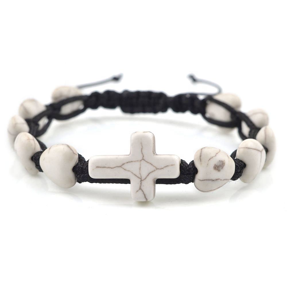 Heart-Shaped Turquoise Cross Bracelet Amen Artisan