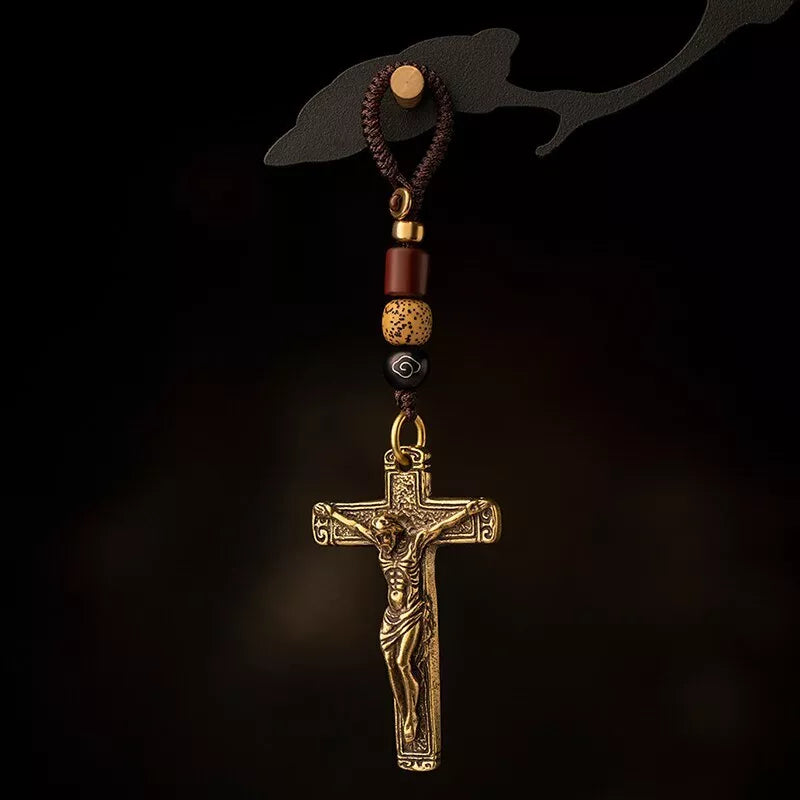 Brass Vintage Crucifix Sorrow Necklace Amen Artisan