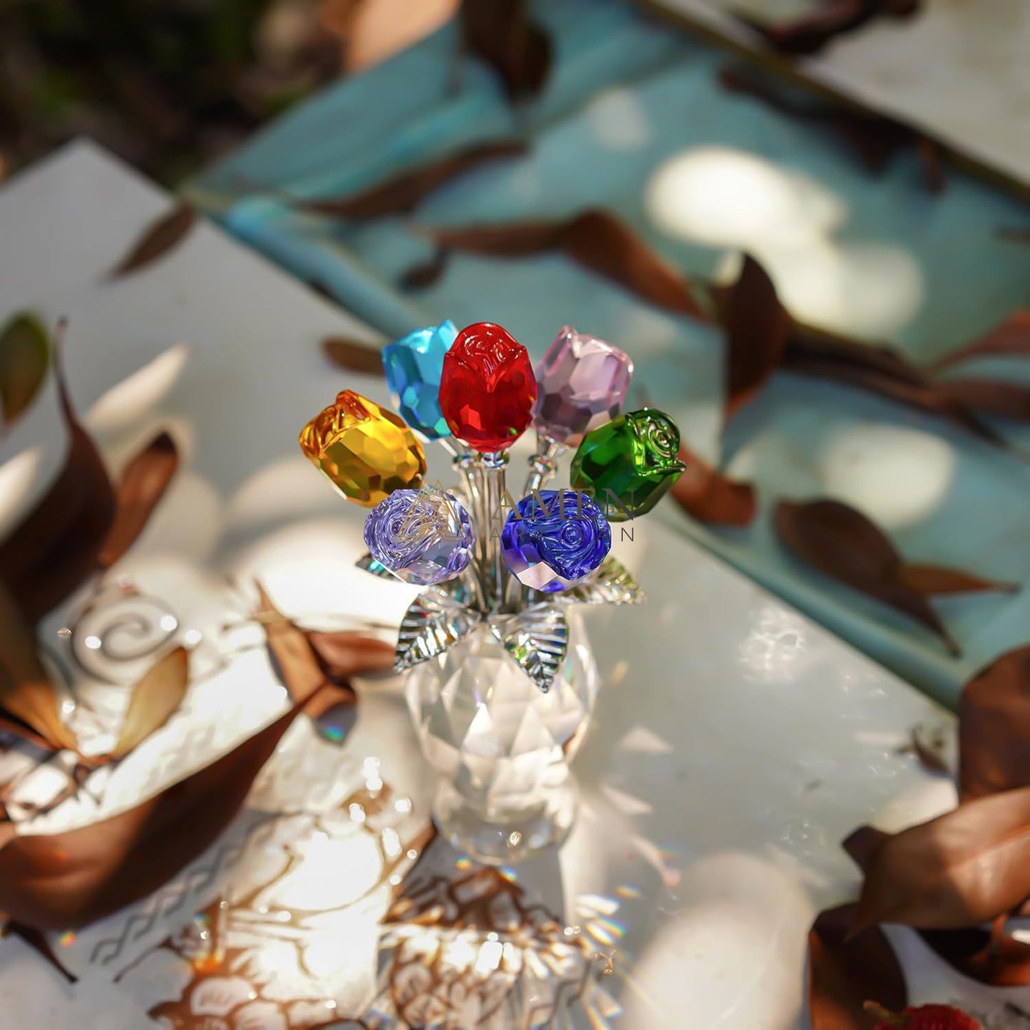 Crystal Colored Rose Figurine Amen Artisan