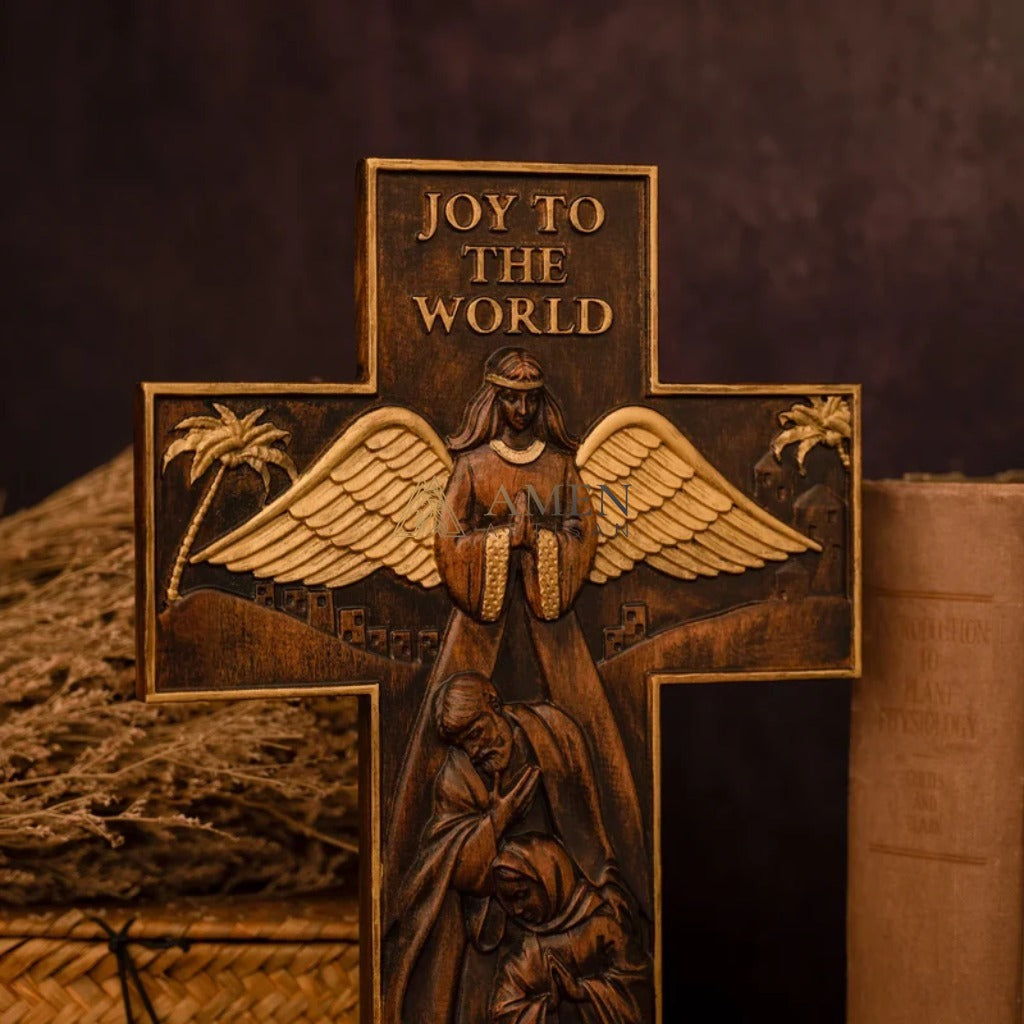 The Birth of Jesus and The Cross Wood Carving