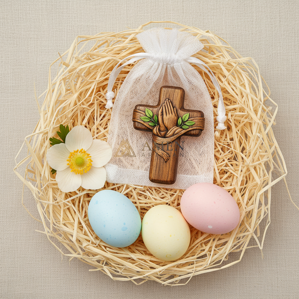 Handmade Pocket Prayer Wooden Cross Amen Artisan