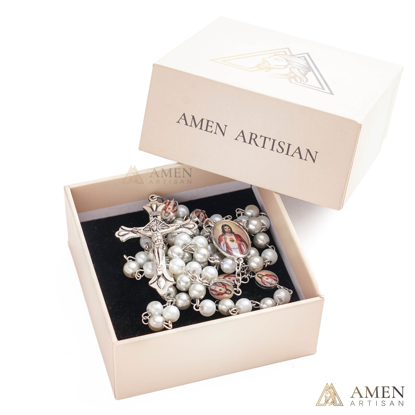 Sacred Heart Jesus Prayer Rosary with Crucifix - Faith & Grace | Amen Artisan