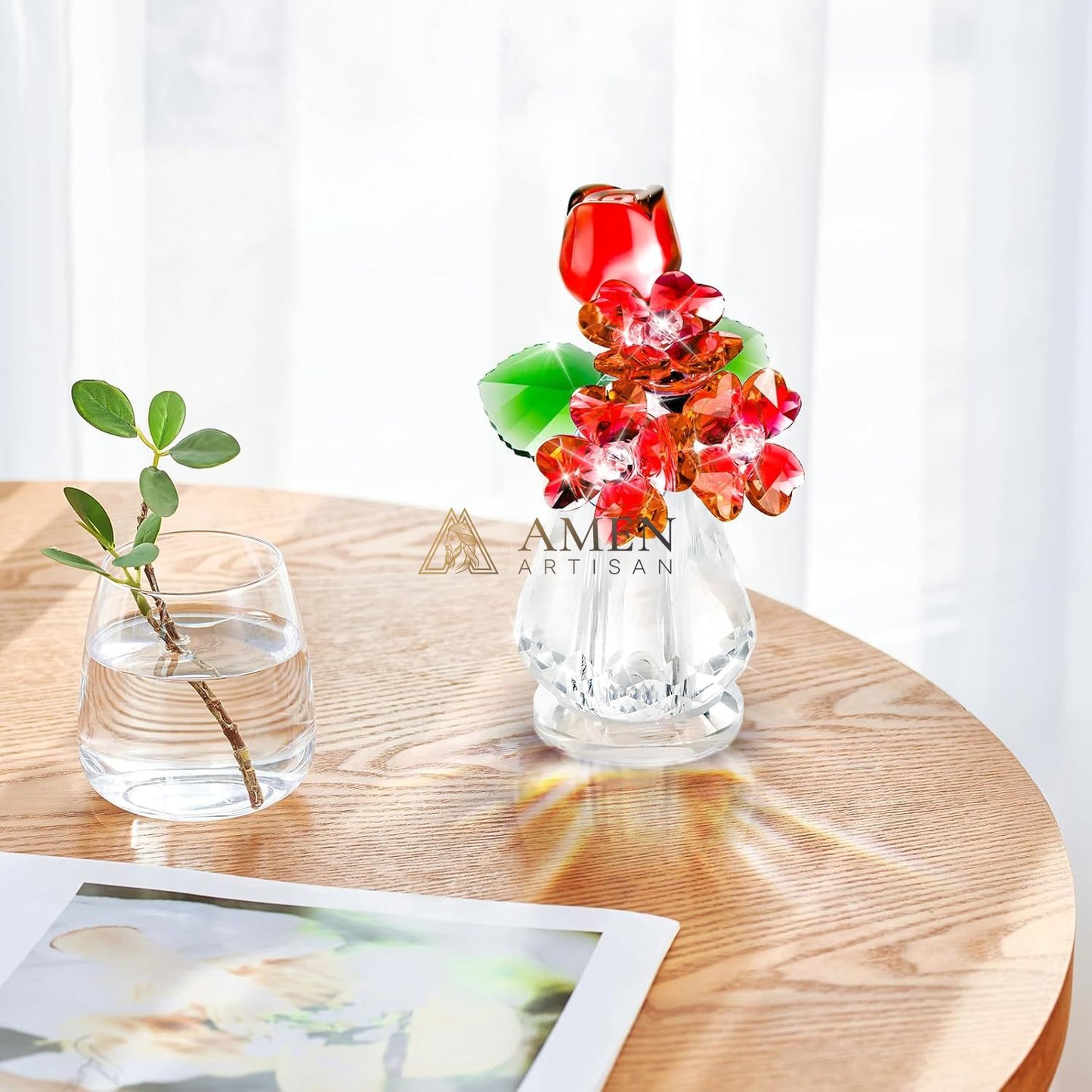 Crystal Rose Bouquet Figurine Amen Artisan