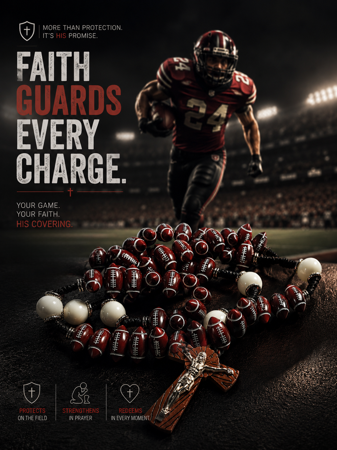 【Deal Today】Catholic Football Rosary with Oval Sports Beads | Amen Artisan