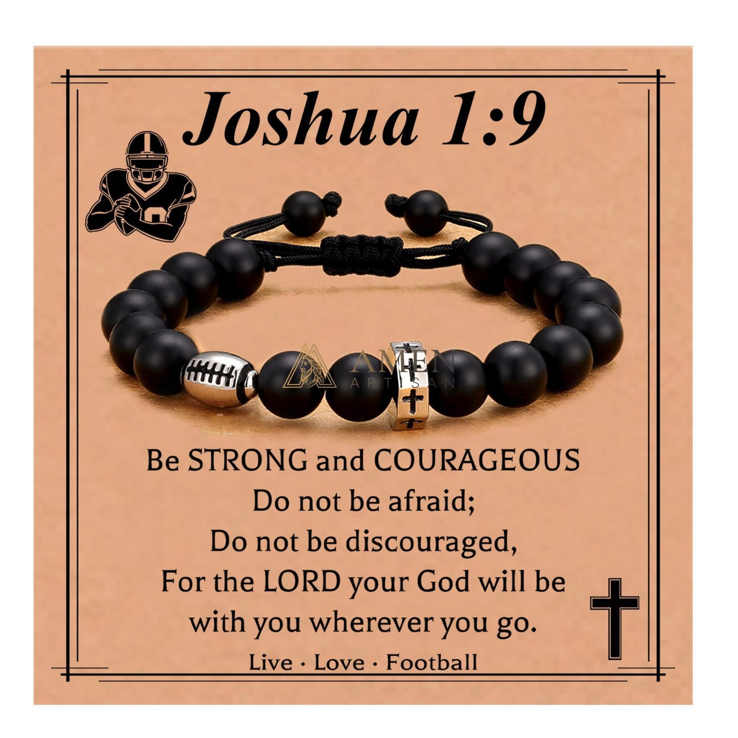 Football Cross Bracelet Amen Artisan
