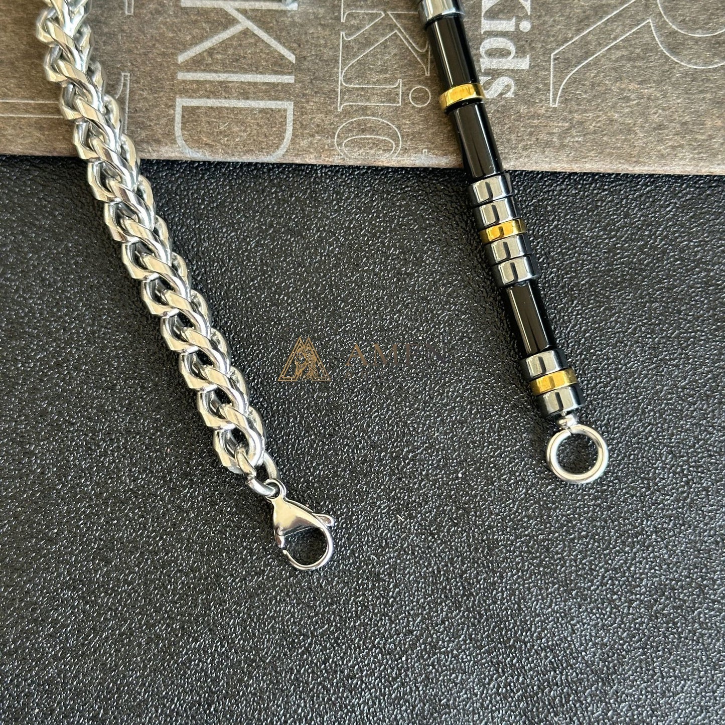 Natural Stone Bead & Stainless Steel Cross Bracelet Amen Artisan