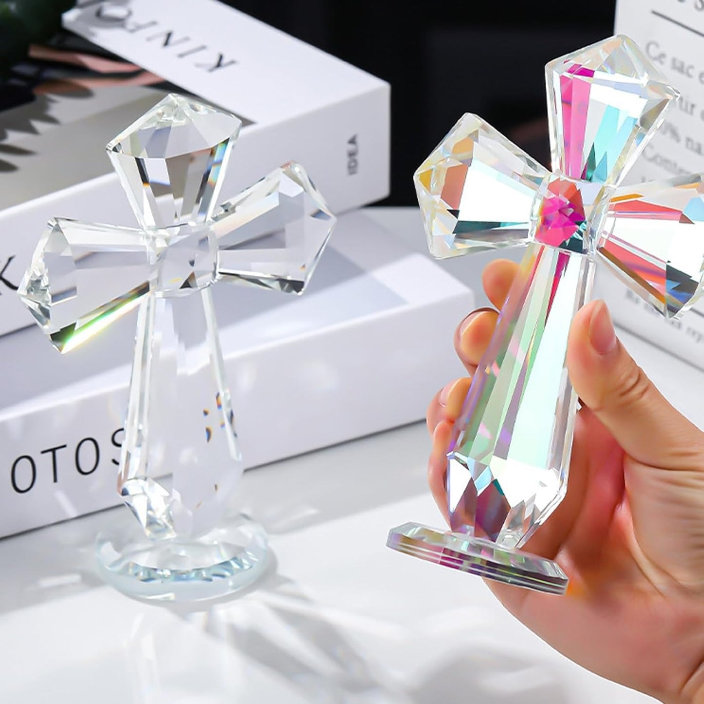 Crystal Cross Figurine Amen Artisan