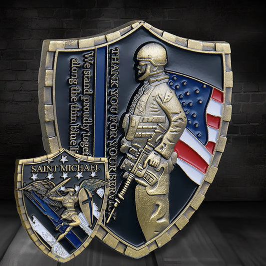 Saint Michael Shield Challenge Coin Amen Artisan