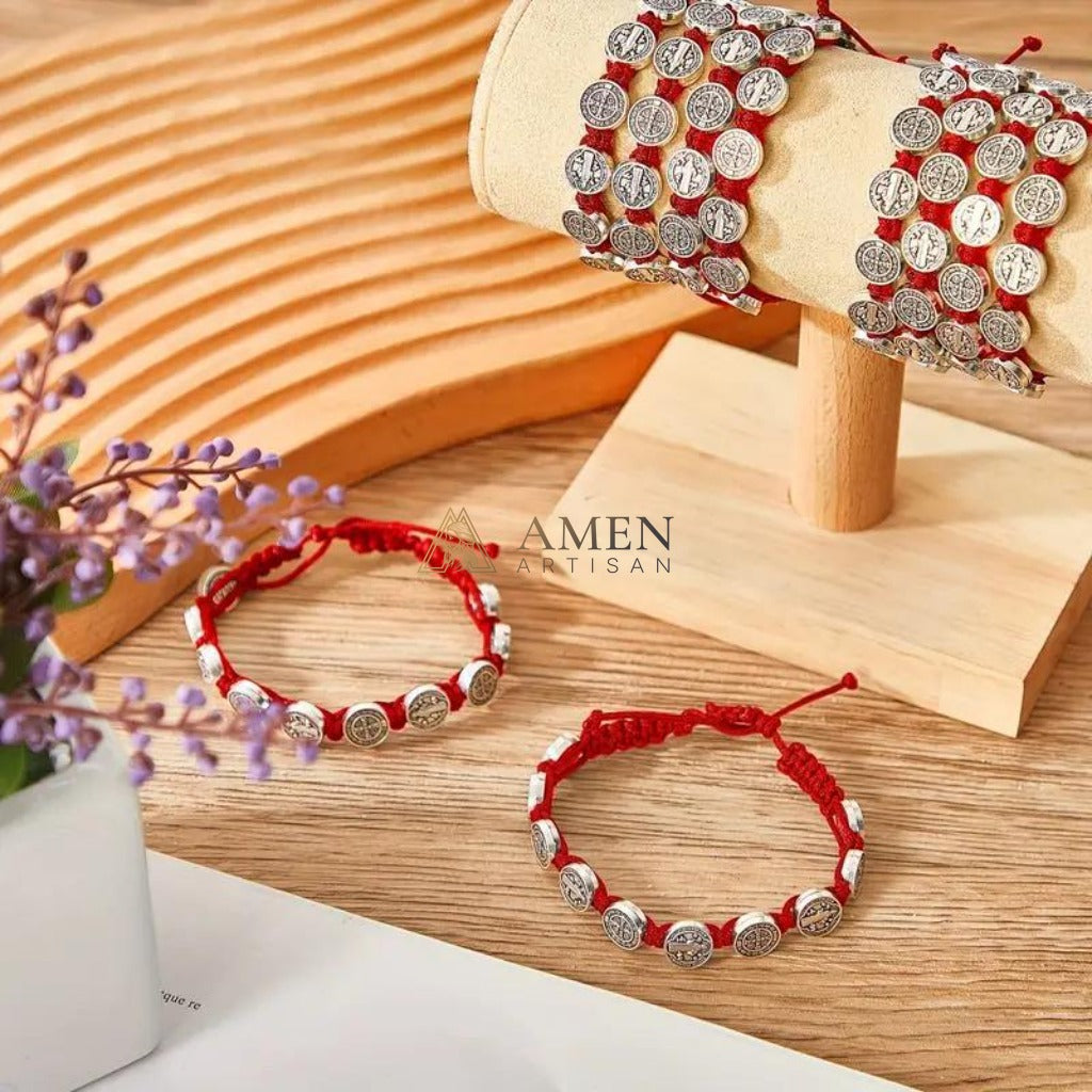 Saint Benedict Braided Cord Bracelet  Amen Artisan