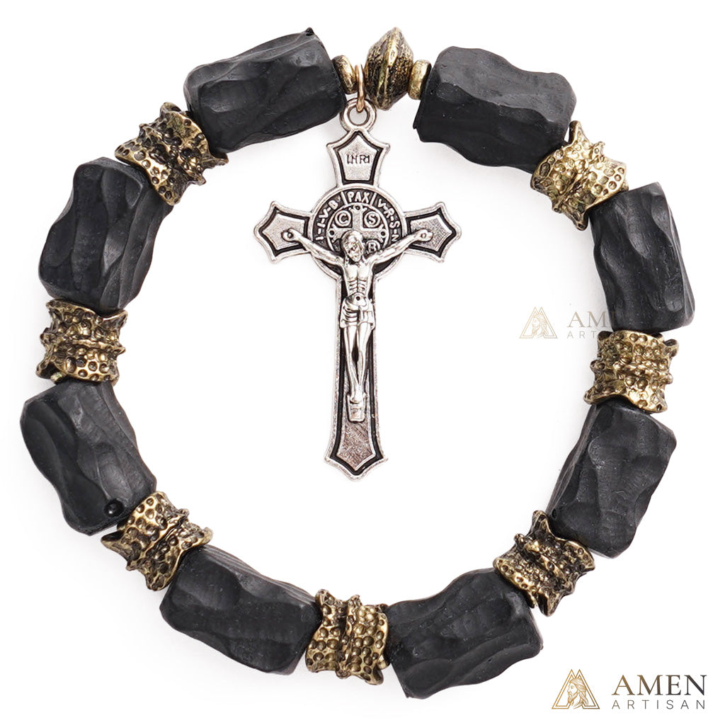 Black Sandalwood Brass Cross Bracelet – Faith, Strength & Protection |  Amen Artisan