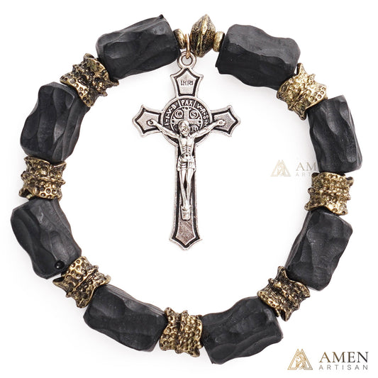 Black Sandalwood Brass Cross Bracelet – Faith, Strength & Protection |  Amen Artisan