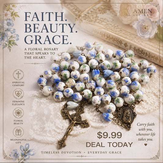 Flowers and Plants Ceramic Rosary