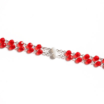 Dove of Peace" Holy Spirit Rosary – Radiant Crimson Faceted Beads with Enameled Peace Cross – A Prayer for Global Harmony & Strength
