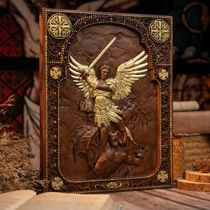 Archangel Michael Wood Carving Amen Artisan