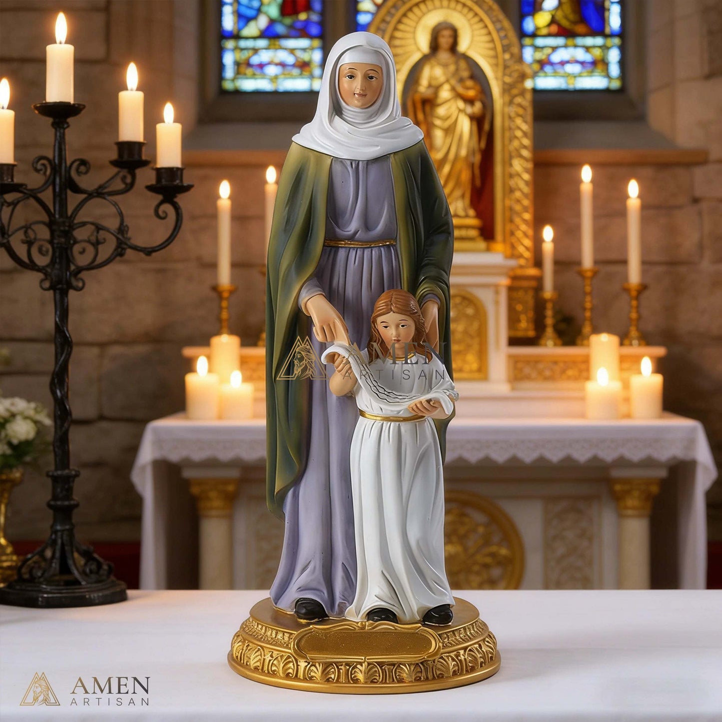 Saint Anne with Young Mary Statue Amen Artisan