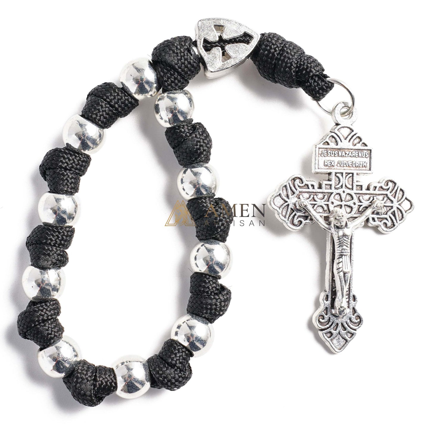 【Deal Today】Military-Grade Paracord Pocket Rosary with Antique Bronze Beads Amen Artisan