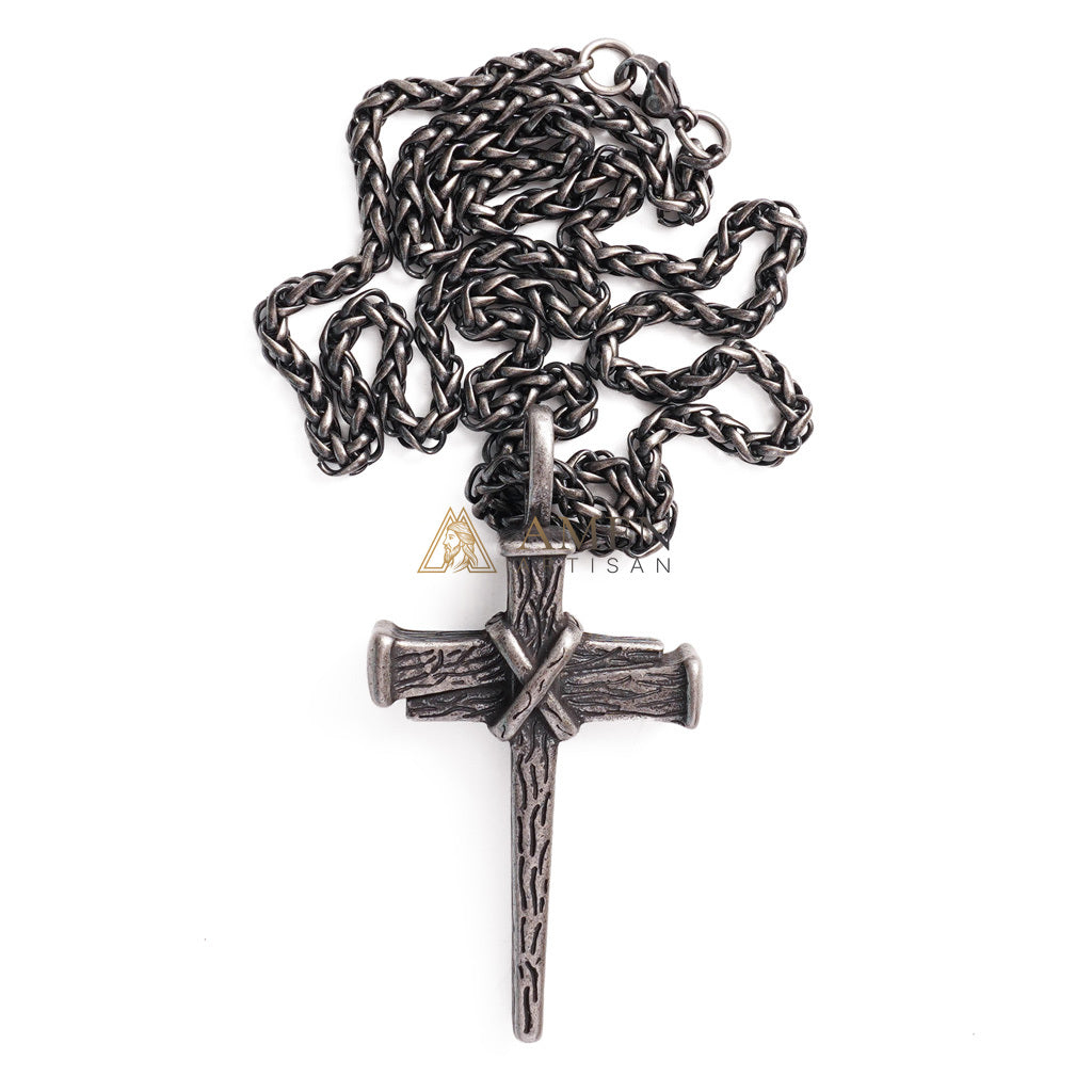 Heavy Dragon Bone Chain Cross Necklace - Resilience, Faith & Sacred Protection |  Amen Artisan