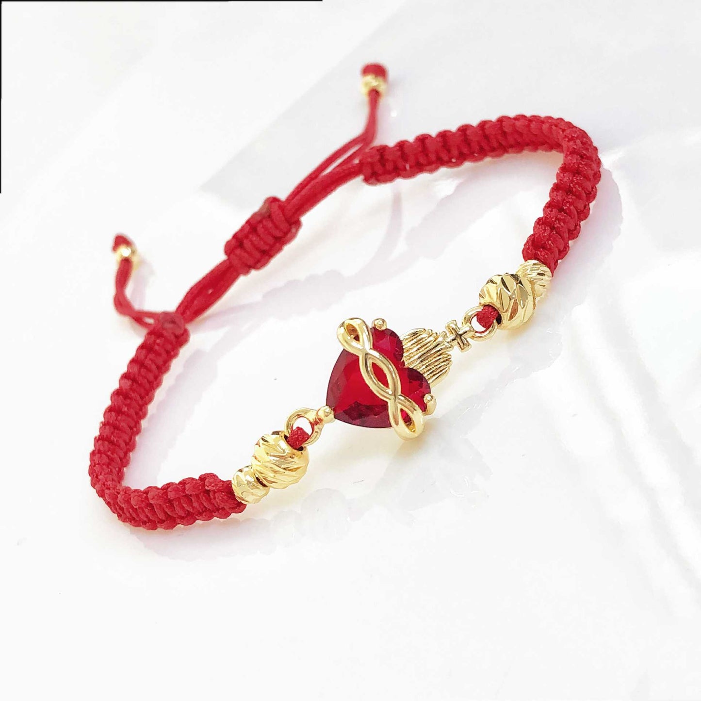 Burning Sacred Heart Red String Adjustable Bracelet Amen Artisan