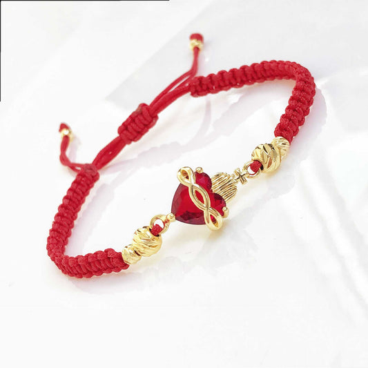 Burning Sacred Heart Red String Adjustable Bracelet Amen Artisan