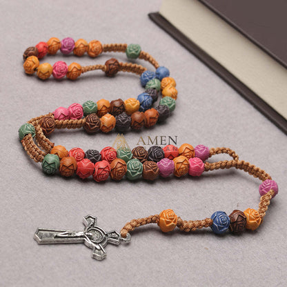 Colorful Rose Beads Rosary Amen Artisan