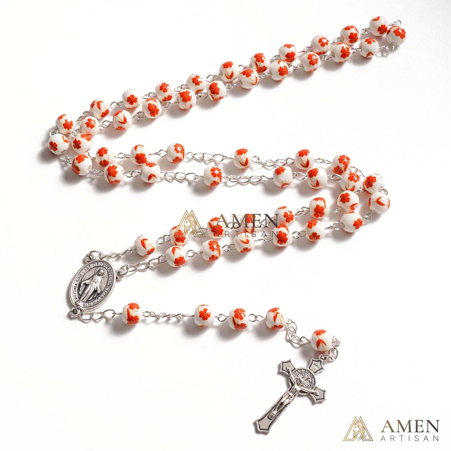 Four Leaf Clover Ceramic Rosary Amen Artisan