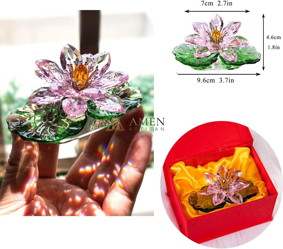 Crystal Lotus Statue Amen Artisan