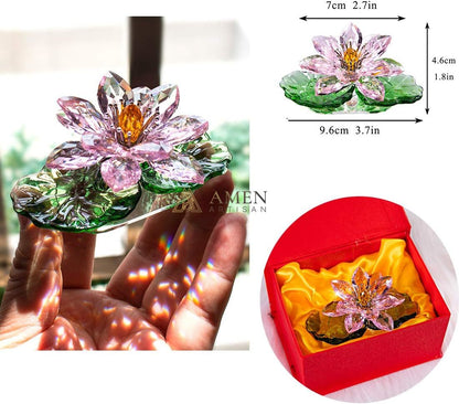 Crystal Lotus Statue Amen Artisan