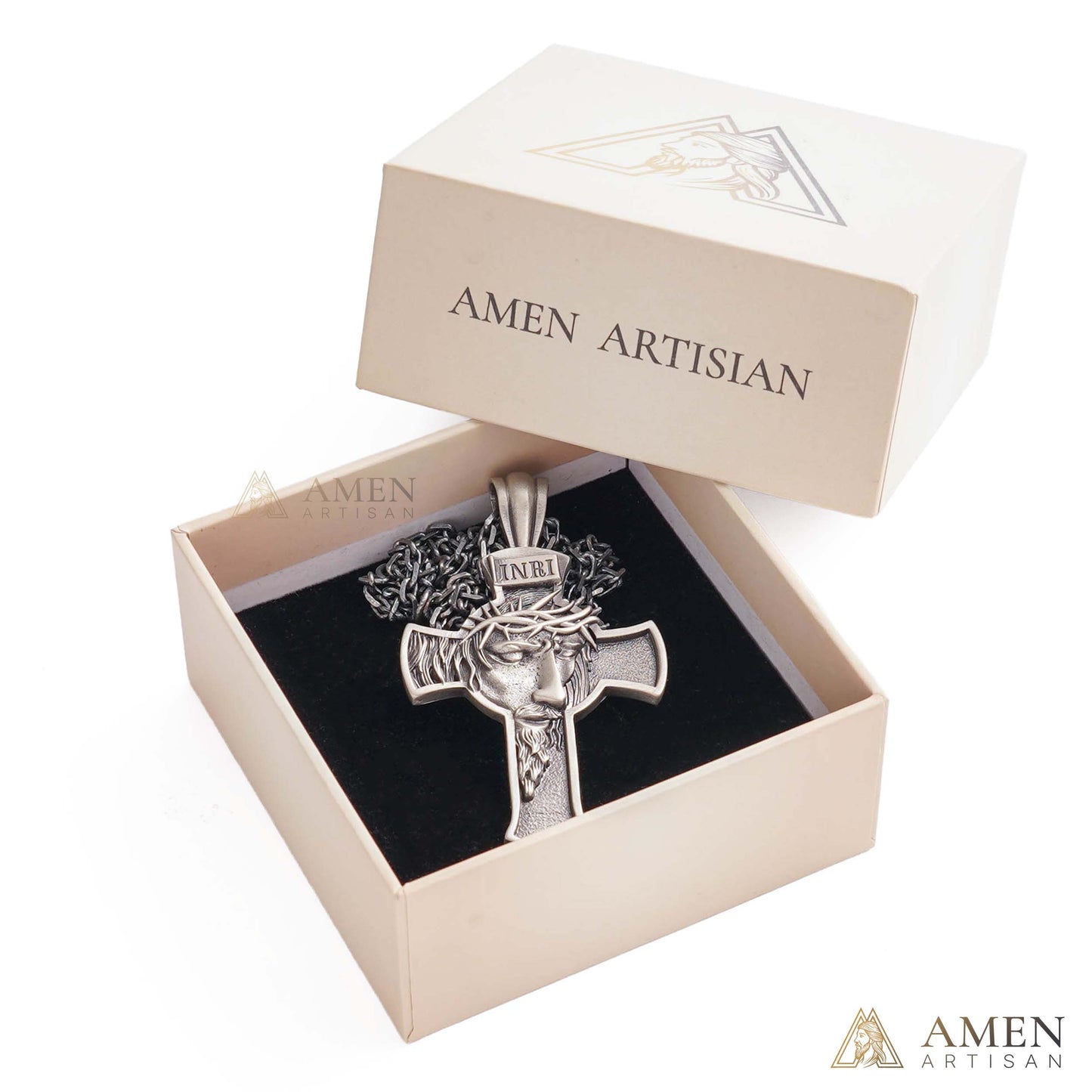 Jesus Crown of Thorns Cross Pendant with Chain | Amen Artisan