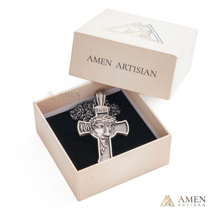 Jesus Crown of Thorns Cross Pendant with Chain | Amen Artisan