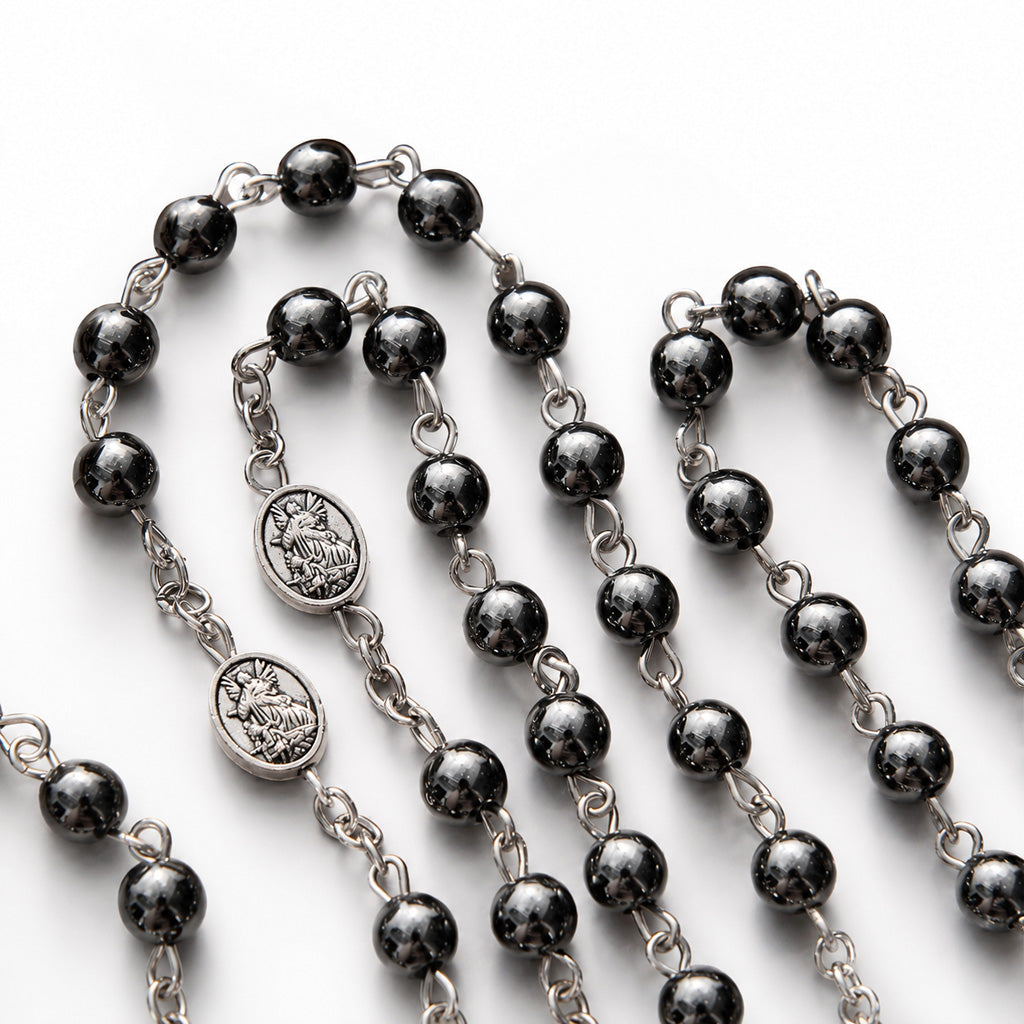 St. Michael Rosary with Blue Enamel Storage Box - Faith & Strength| Amen Artisan