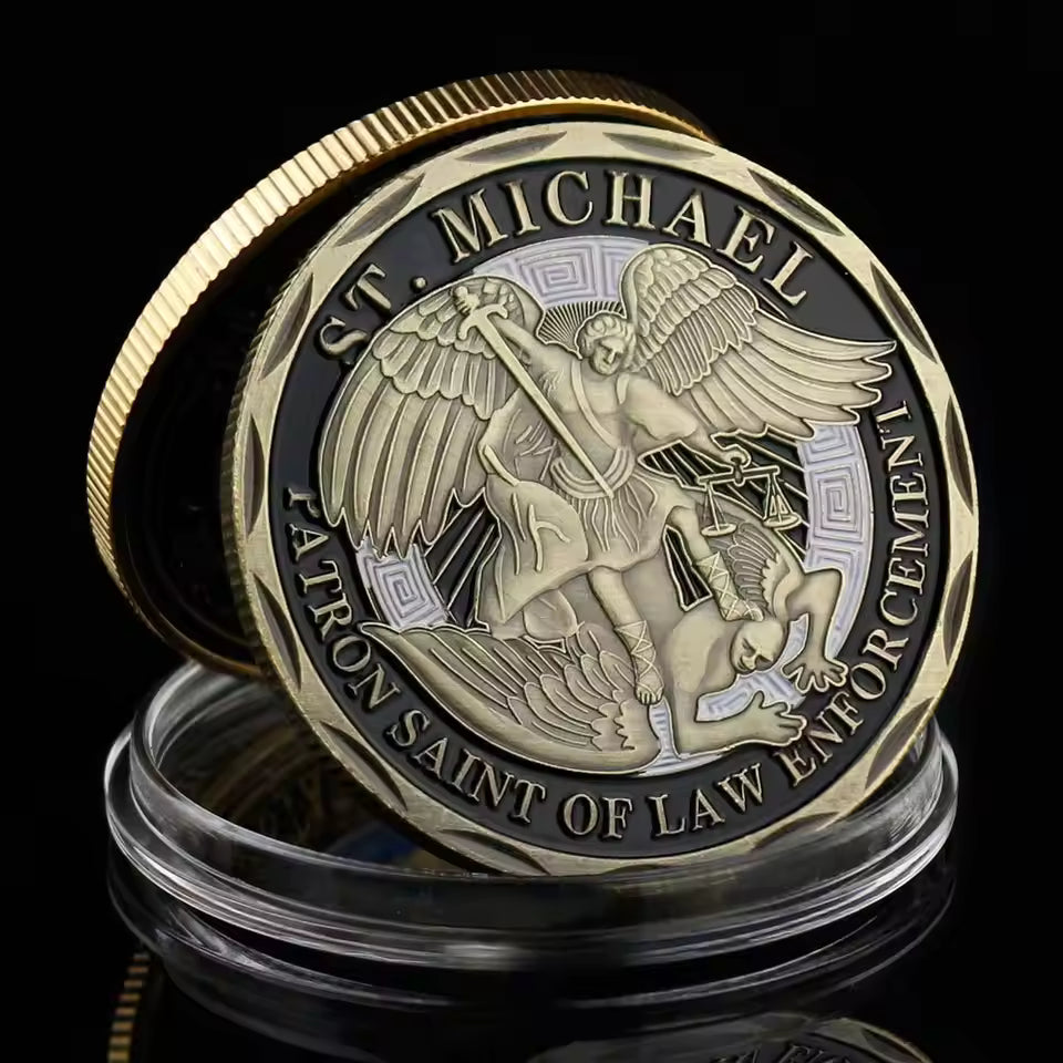 St Michael Challenge Coin - Patron Saint of Law  Enforcement - Amen Artisan