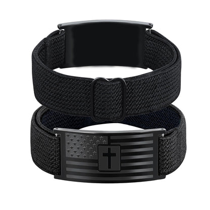 Adjustable America 250 Bracelet with Braided Band and Cross Detail