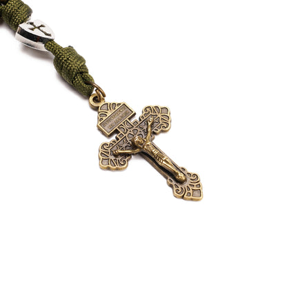 【Deal Today】Military-Grade Paracord Pocket Rosary with Antique Bronze Beads Amen Artisan