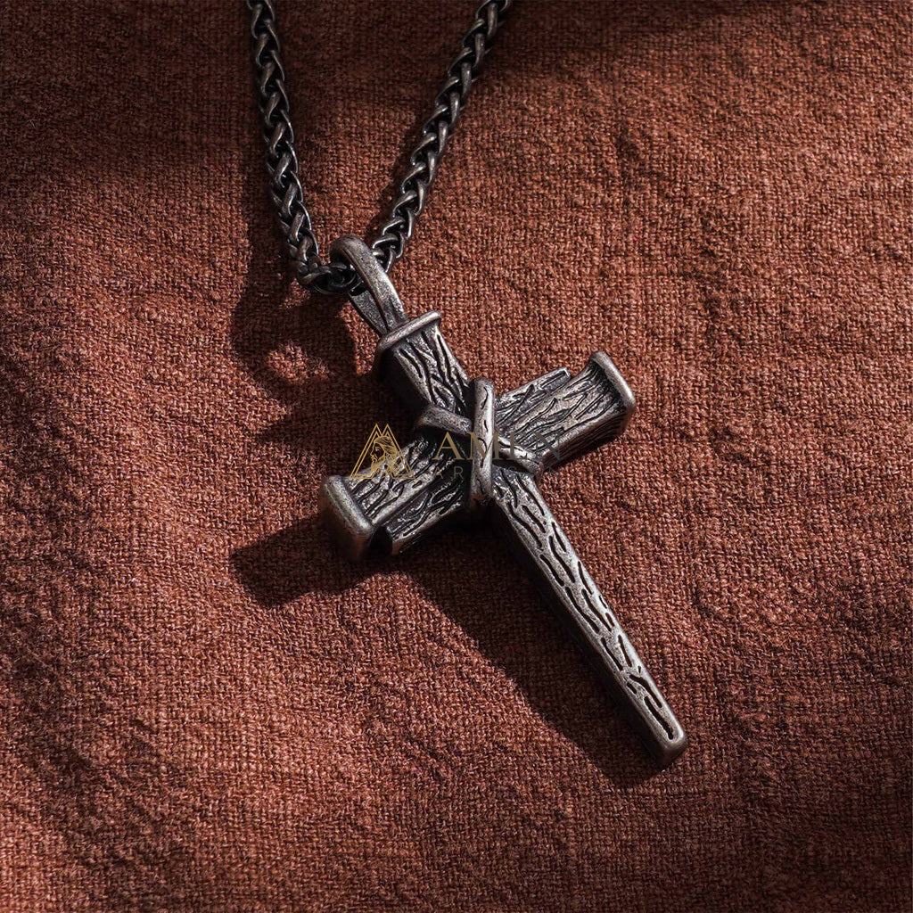 Heavy Dragon Bone Chain Cross Necklace - Resilience, Faith & Sacred Protection |  Amen Artisan