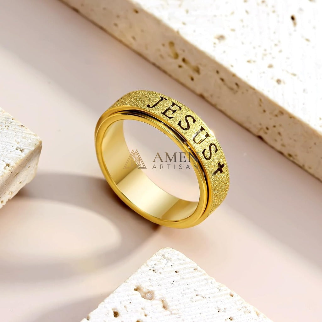 Rotating Matte Jesus Ring Amen Artisan