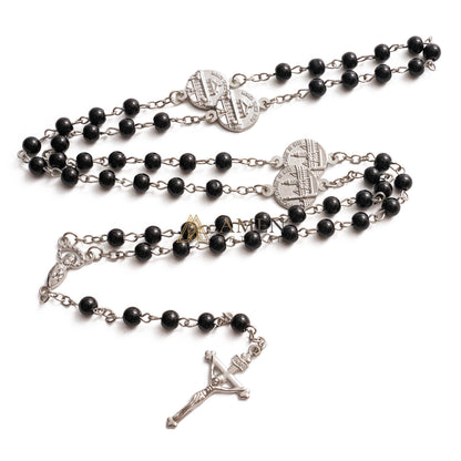 Crucifix Our Lady Black Bead Rosary