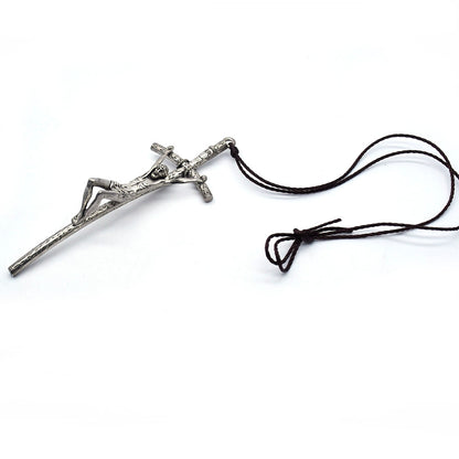 Crucifix Pendant with Weathered Cross & Sorrowful Christ Detailing