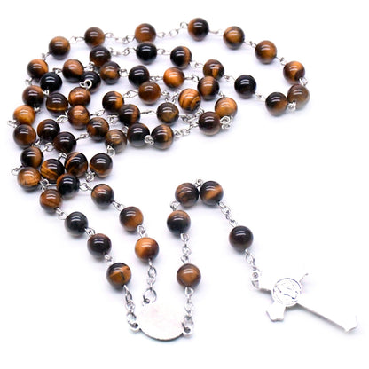 Tiger's Eye Natural Stone Prayer Rosary Amen Artisan