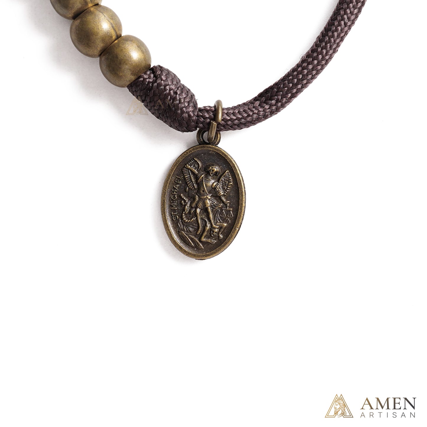 【DEAL TODAY】Brown Braided Prayer Bracelet with Antique Bronze Beads — Blessing