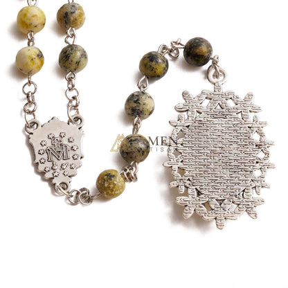 Yellow Turquoise Immaculate Heart of Mary Rosary Amen Artisan