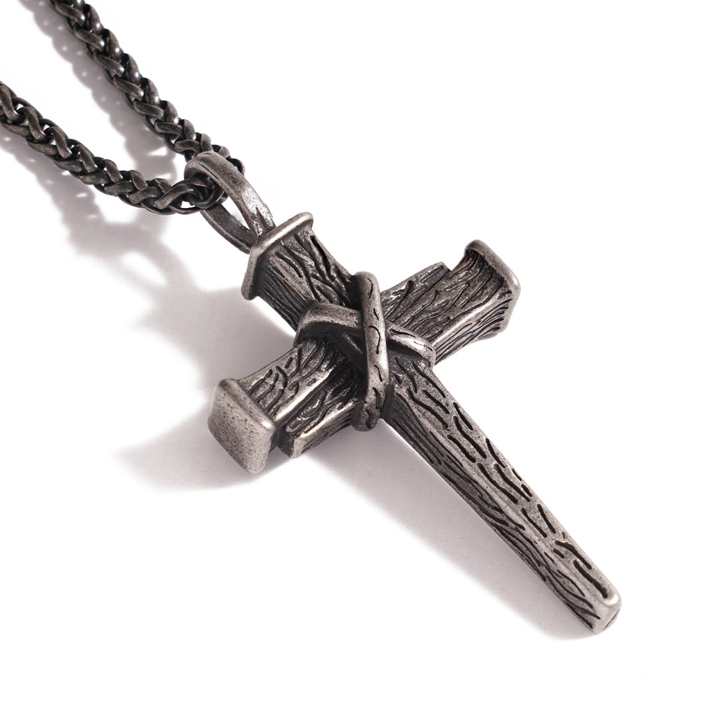 Heavy Dragon Bone Chain Cross Necklace - Resilience, Faith & Sacred Protection |  Amen Artisan